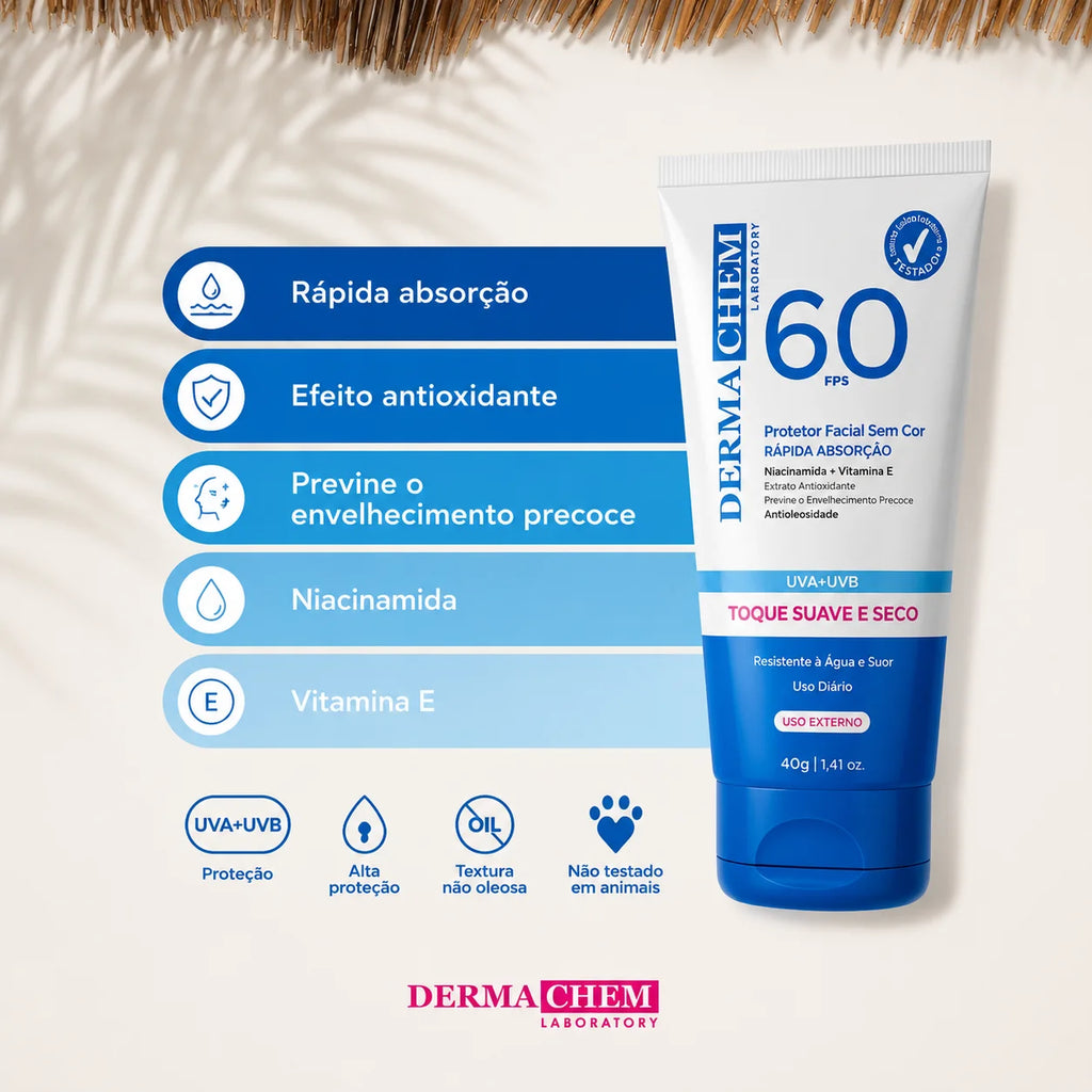 Protetor Solar Facial FPS 60 Sem Cor