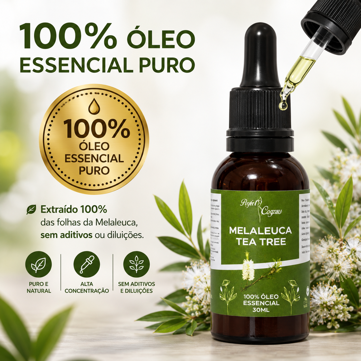 Óleo Essencial de Melaleuca 100% Puro