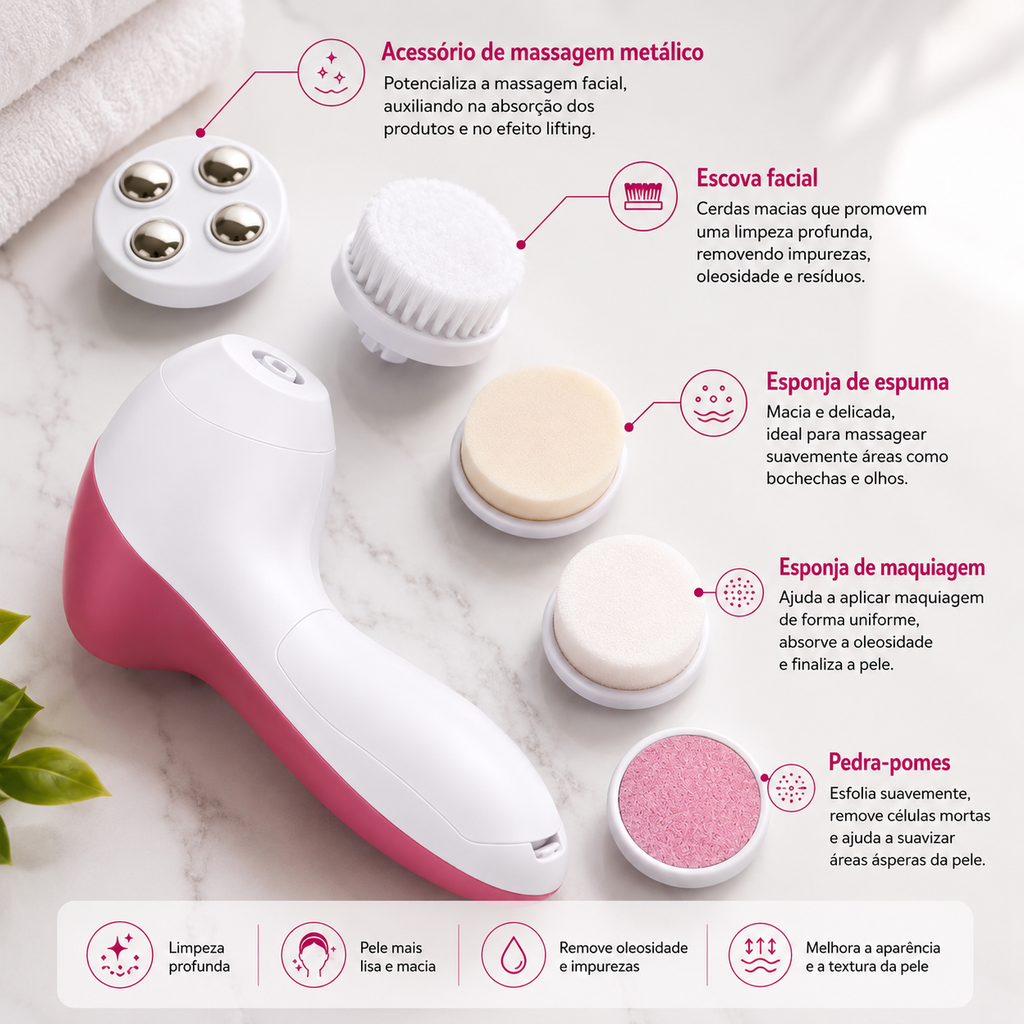 Escova de Limpeza Facial 5 em 1