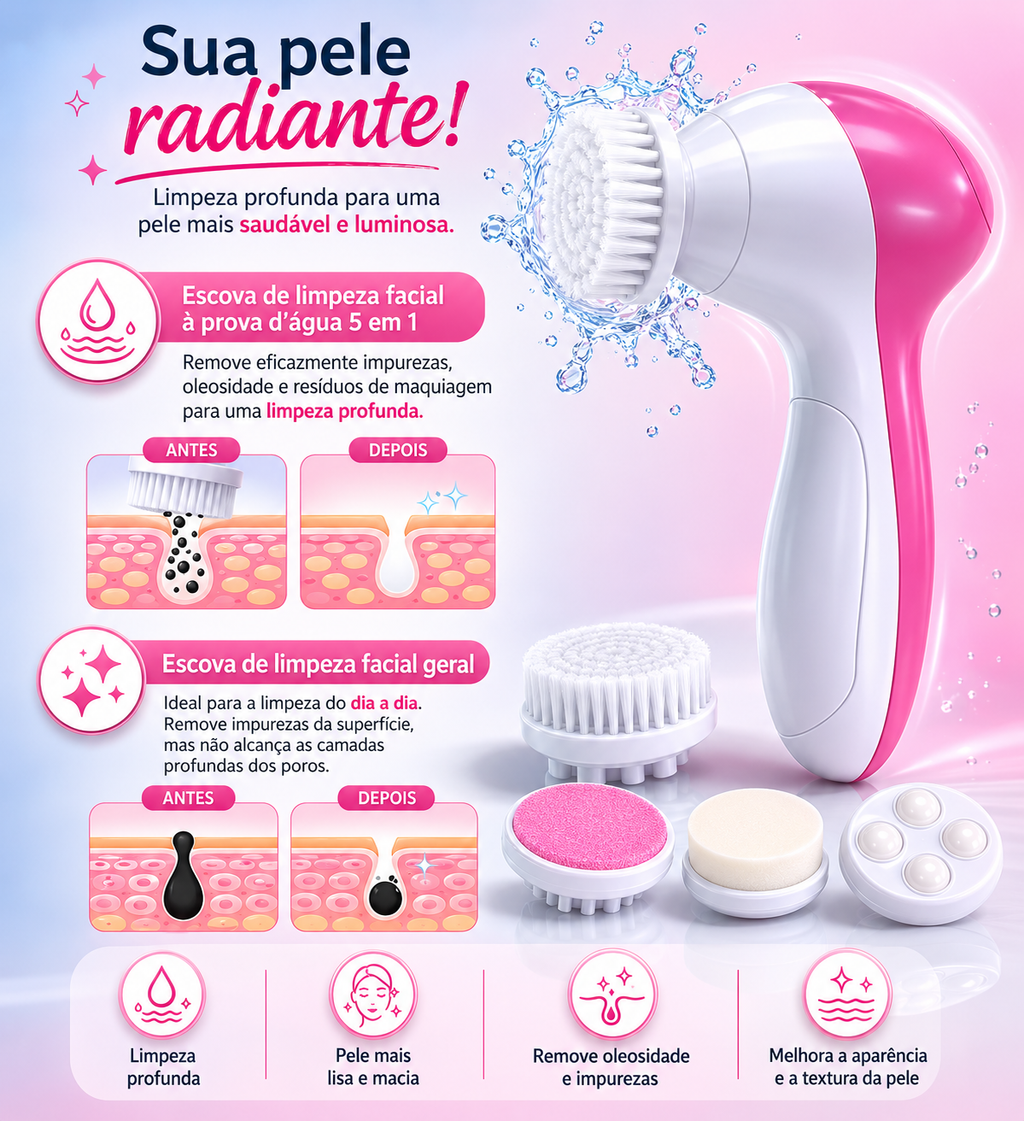 Escova de Limpeza Facial 5 em 1