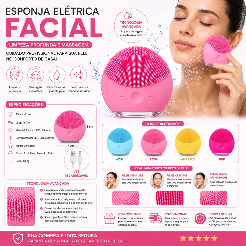 Esponja Elétrica Facial